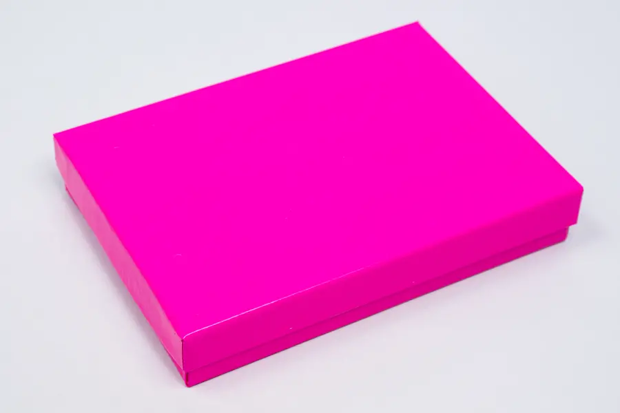 3-3/4L x 5-1/4W x 7/8H, 2-Piece Set-Up Jewelry Boxes w/Fiber Insert, Fuchsia Gloss