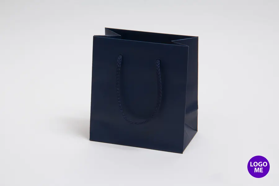 6W x 3-1/2D x 6-1/2H, Matte Eurotote Bags with Rope Handles, Matte Navy