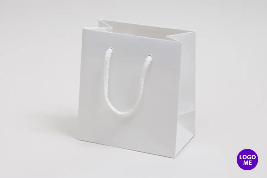 6W x 3-1/2D x 6-1/2H, Matte Eurotote Bags with Rope Handles, Matte White