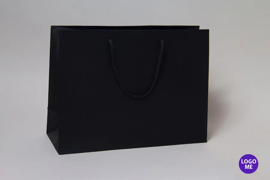 9W x 3-1/2D x 7H, Matte Eurotote Bags with Rope Handles, Black Matte