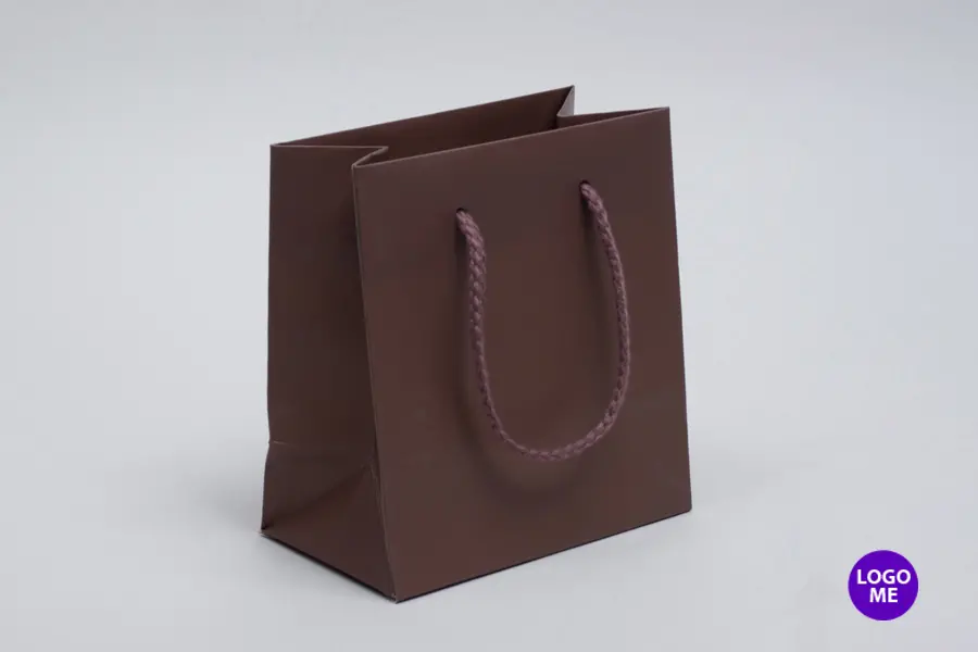 6W x 3-1/2D x 6-1/2H, Matte Eurotote Bags with Rope Handles, Matte Mocha