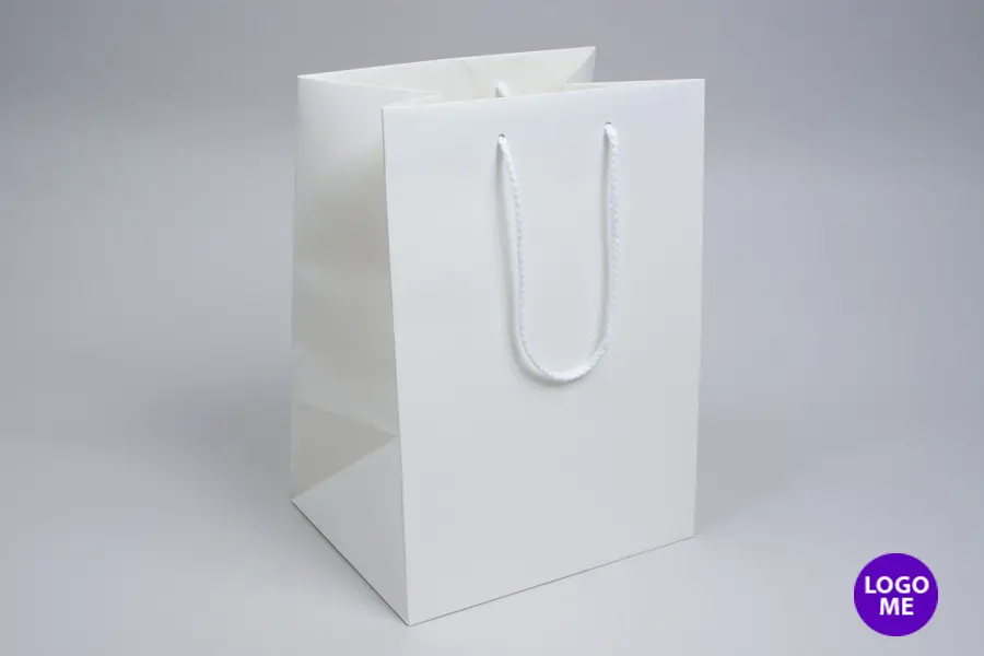 10W x 8D x 14H, Matte Eurotote Bags with Rope Handles, Matte White