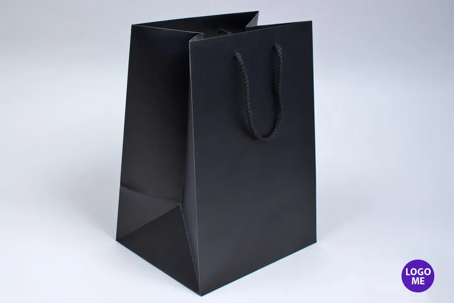 10W x 8D x 14H, Matte Eurotote Bags with Rope Handles, Black Matte