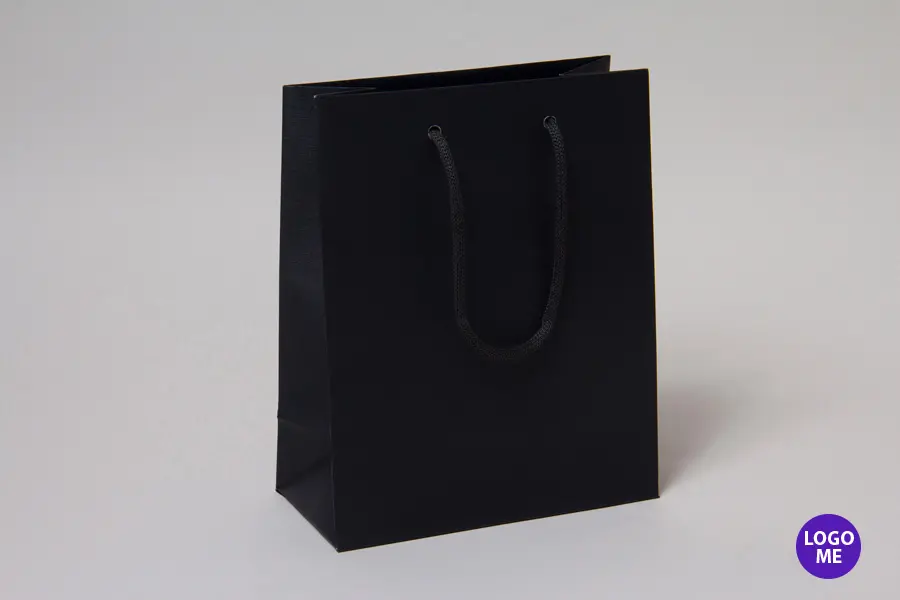 8W x 4D x 10H, Matte Eurotote Bags with Rope Handles, Black Matte