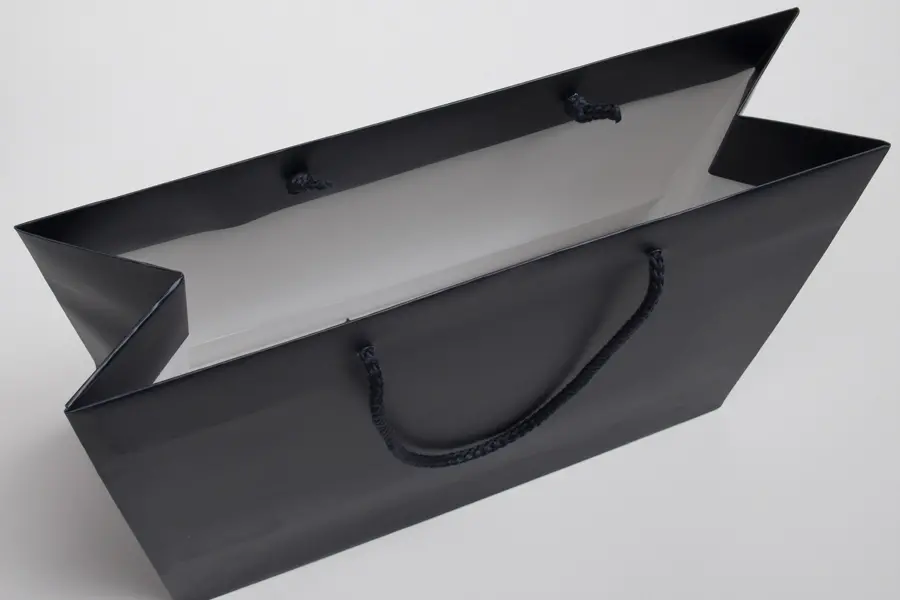 10W x 8D x 14H, Matte Eurotote Bags with Rope Handles, Black Matte