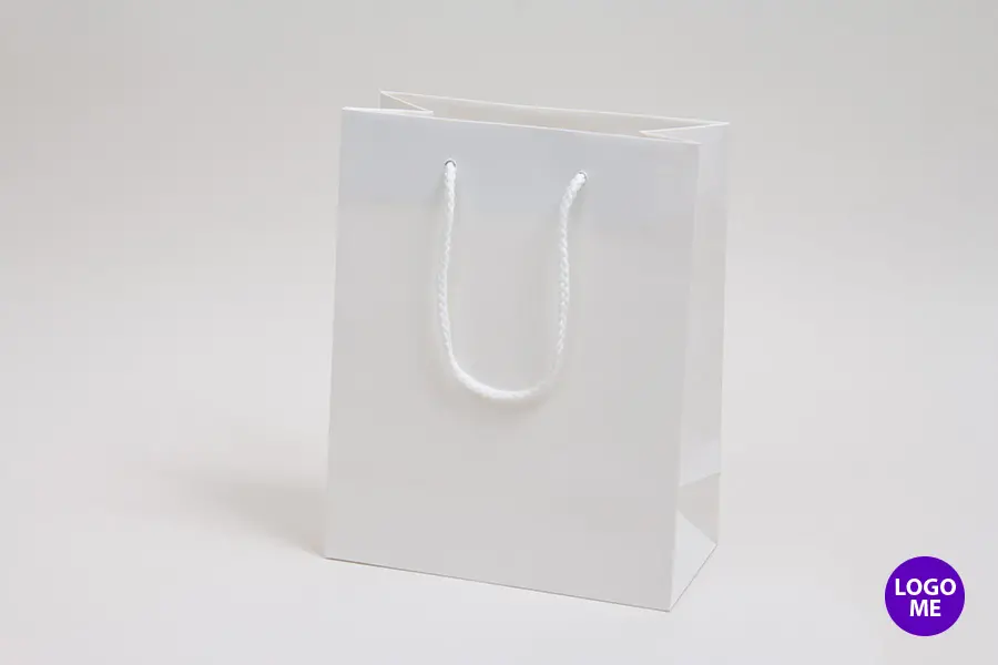 8W x 4D x 10H, Matte Eurotote Bags with Rope Handles, Matte White