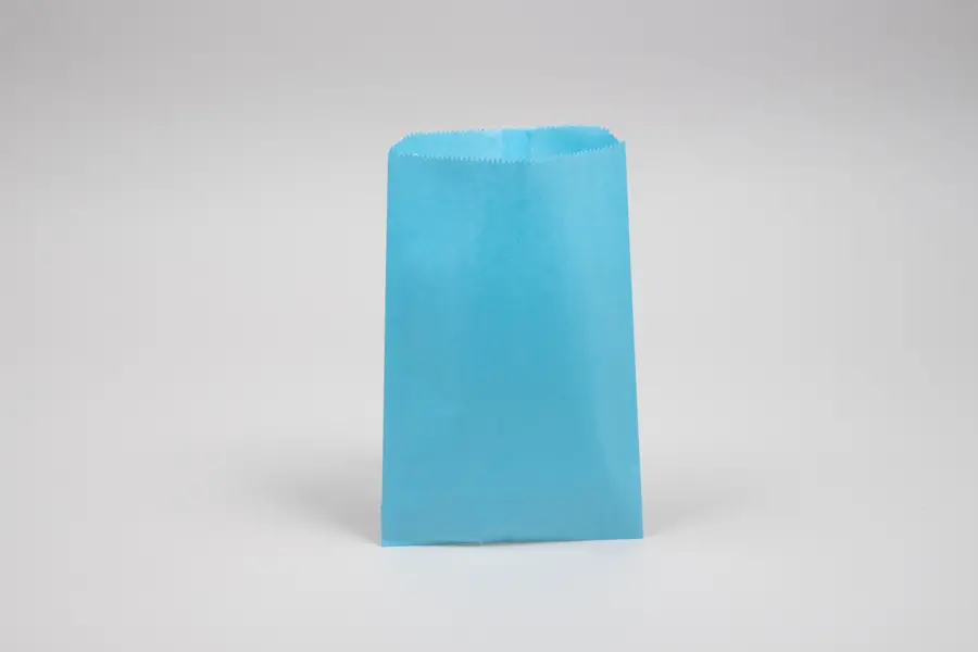 6-1/4W x 9-1/4L, Pinch Bottom Colored Paper Bags, Sky Blue