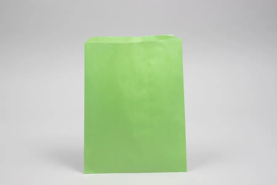8-1/2W x 11L, Pinch Bottom Colored Paper Bags, Lime