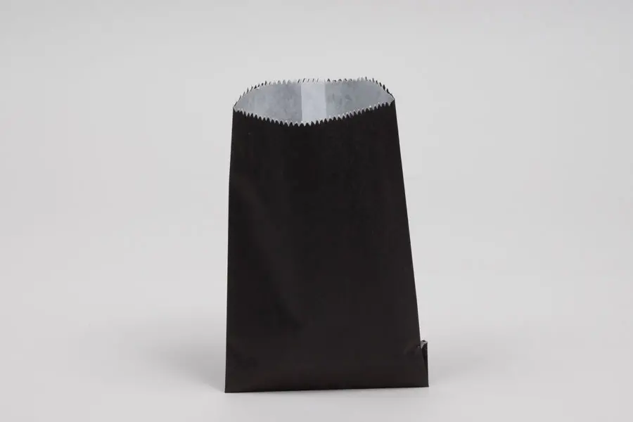 4-3/4W x 6-3/4H, Glassine Lined Gourmet Merchandise Bags, Black