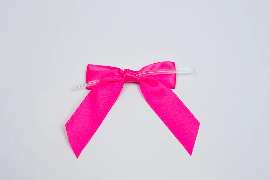 2-1/2W x 2 Bow, Pre-Tied Satin Bows With Wire Twist, Hot Pink Satin
