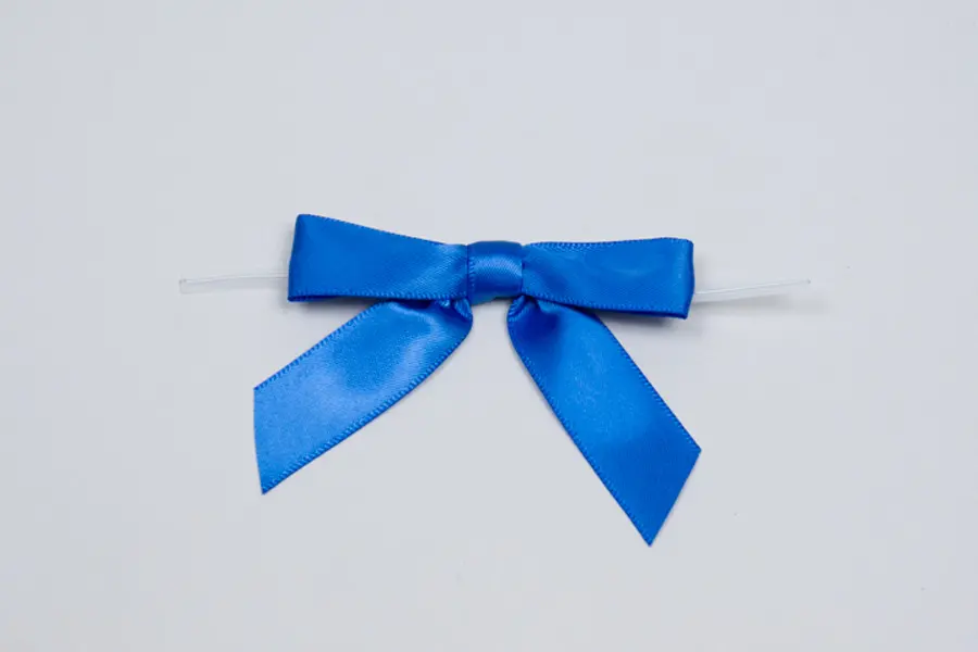 2-1/2W x 2 Bow, Pre-Tied Satin Bows With Wire Twist, Royal Blue Satin