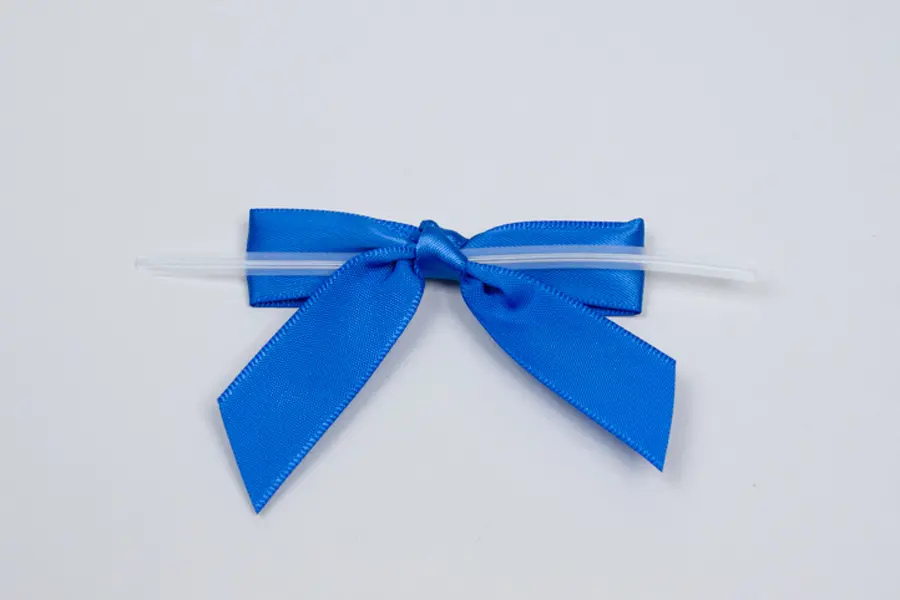 2-1/2W x 2 Bow, Pre-Tied Satin Bows With Wire Twist, Royal Blue Satin