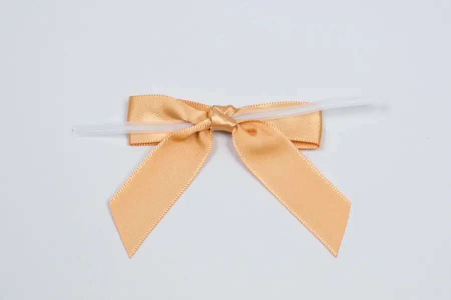 2-1/2W x 2 Bow, Pre-Tied Satin Bows With Wire Twist, Gold Satin