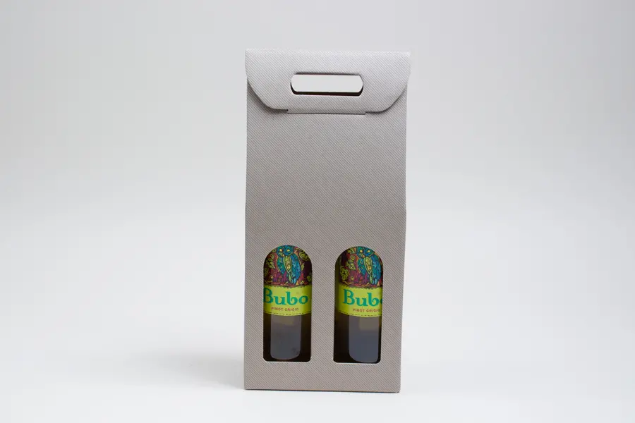 7L x 3-1/2W x 15H, Grey Groove Italian Wine Boxes, Gris Gray Groove