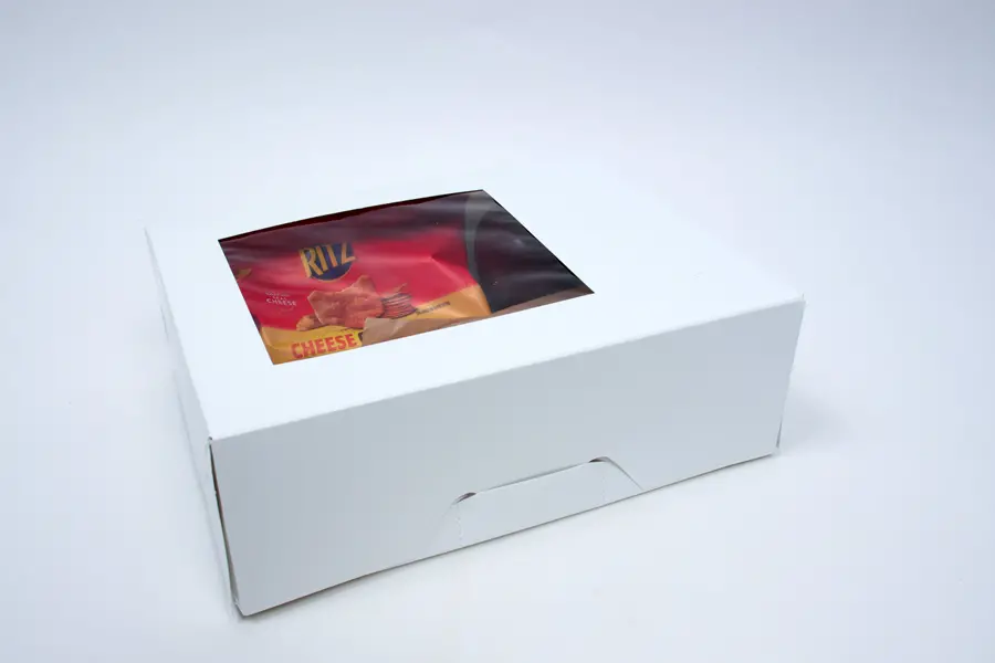9-1/4L x 7-3/8W x 3-1/8H, Tamper Evident Take-Out Boxes, Window, White