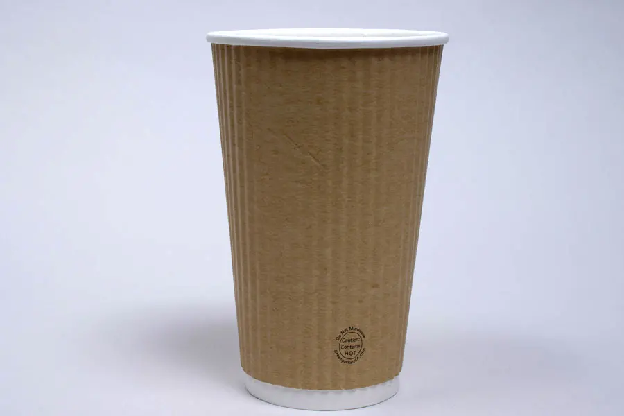 16 Ounce, Natural Kraft Insulated Ripple Paper Cups