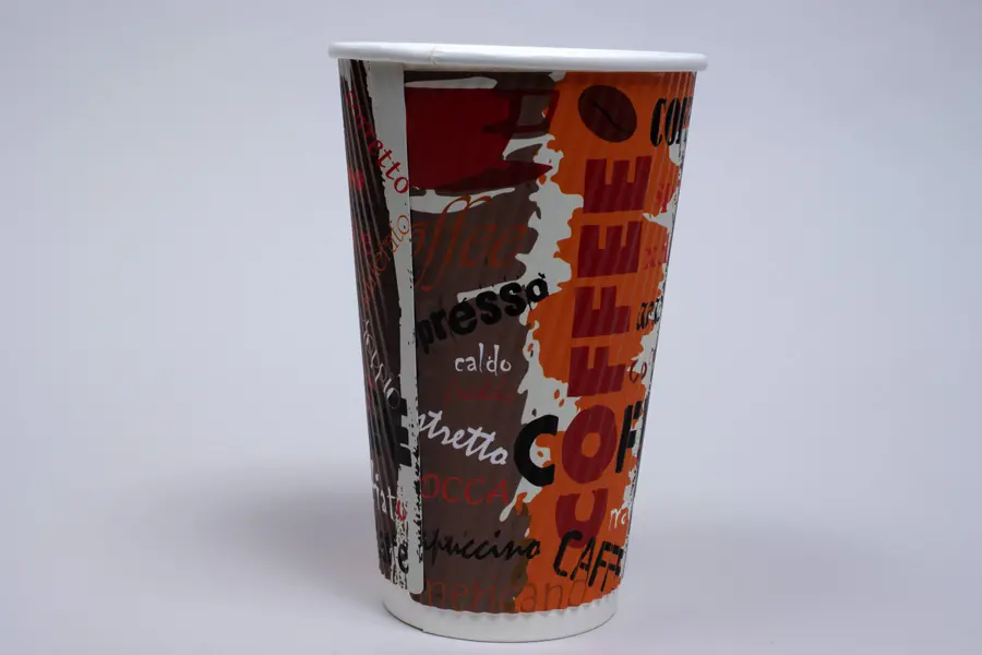 16 Ounce, Coffee Print Insulated Ripple Paper Cups