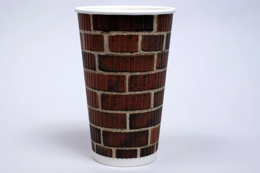 16 Ounce, Red Brick Insulated Ripple Paper Cups