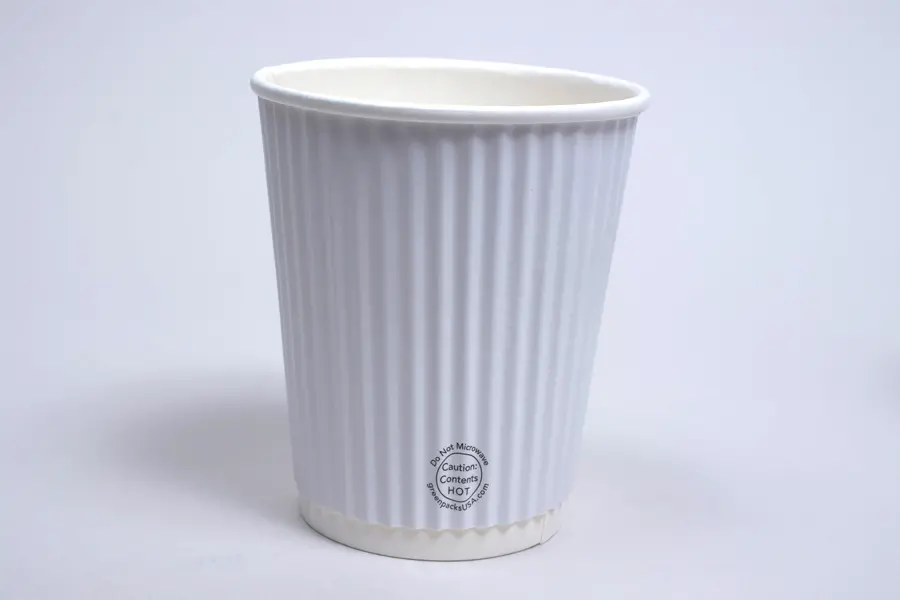 8 Ounce, White Insulated Ripple Paper Cups