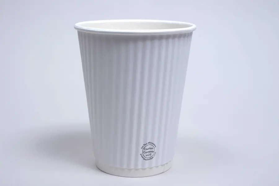12 Ounce, White Insulated Ripple Paper Cups