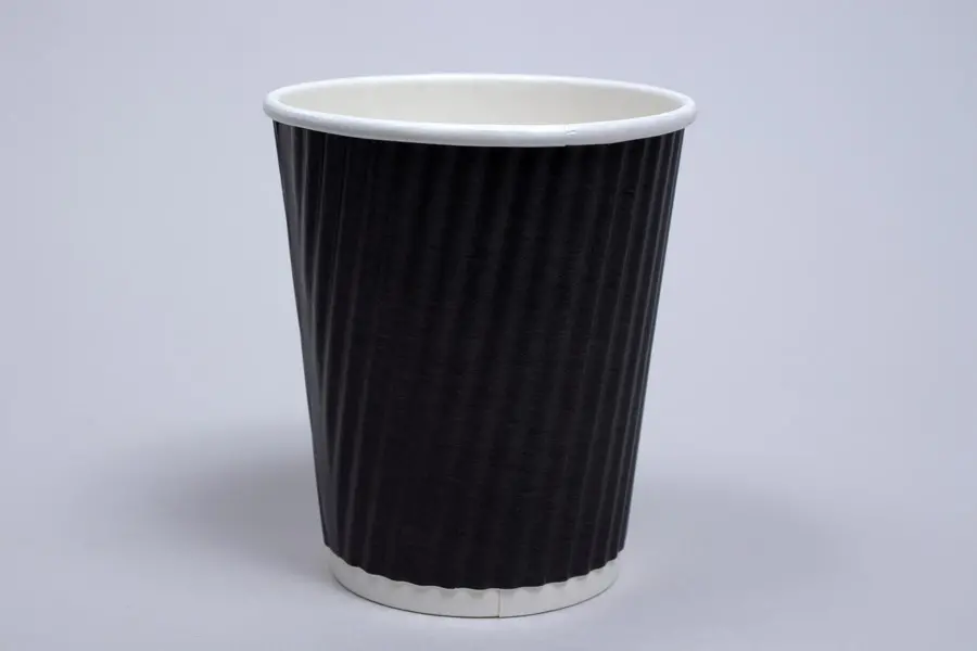 8 Ounce, Black Insulated Ripple Paper Cups