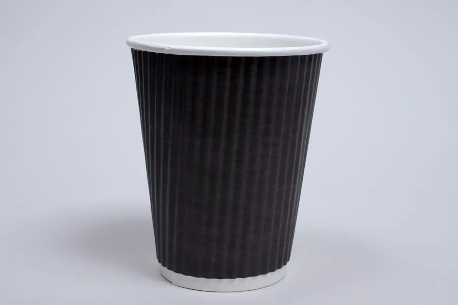 12 Ounce, Black Insulated Ripple Paper Cups