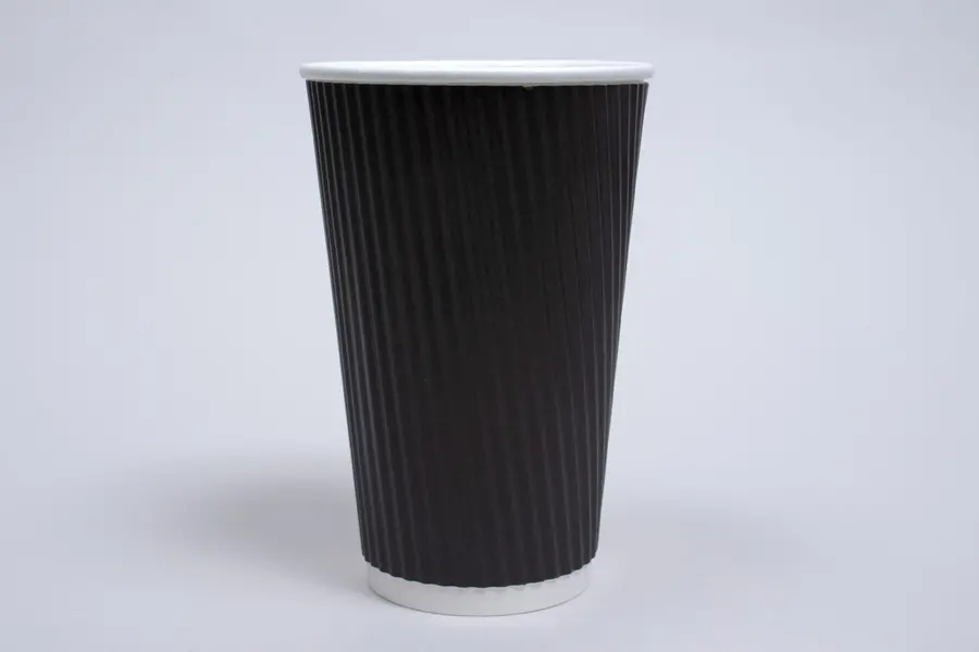16 Ounce, Black Insulated Ripple Paper Cups