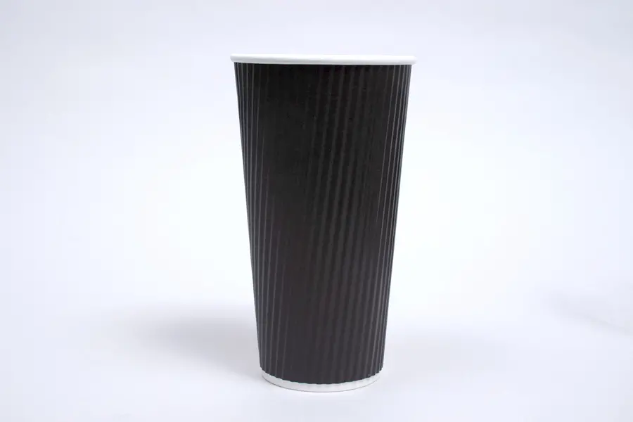 20 Ounce, Black Insulated Ripple Paper Cups