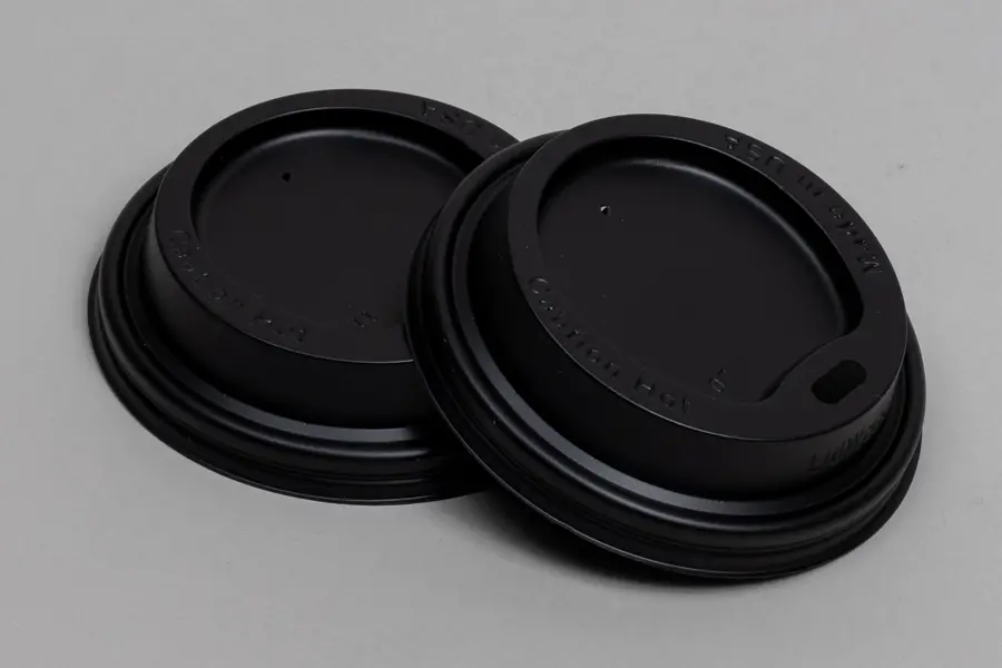 8 Ounce, Black Plastic Dome Sipper Lids For Ripple Paper Cups