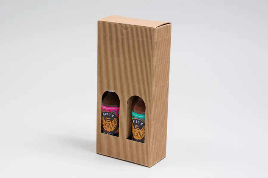 4-1/3L x 2-1/8W x 9-4/9H, Italian Textured Kraft Olive Oil & Vinegar Boxes, Ribbed Kraft
