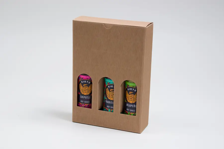6-2/3L x 2-1/8W x 9-4/9H, Italian Textured Kraft Olive Oil & Vinegar Boxes, Ribbed Kraft