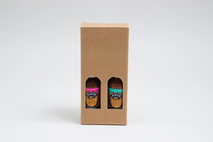 4-1/3L x 2-1/8W x 9-4/9H, Italian Textured Kraft Olive Oil & Vinegar Boxes, Ribbed Kraft