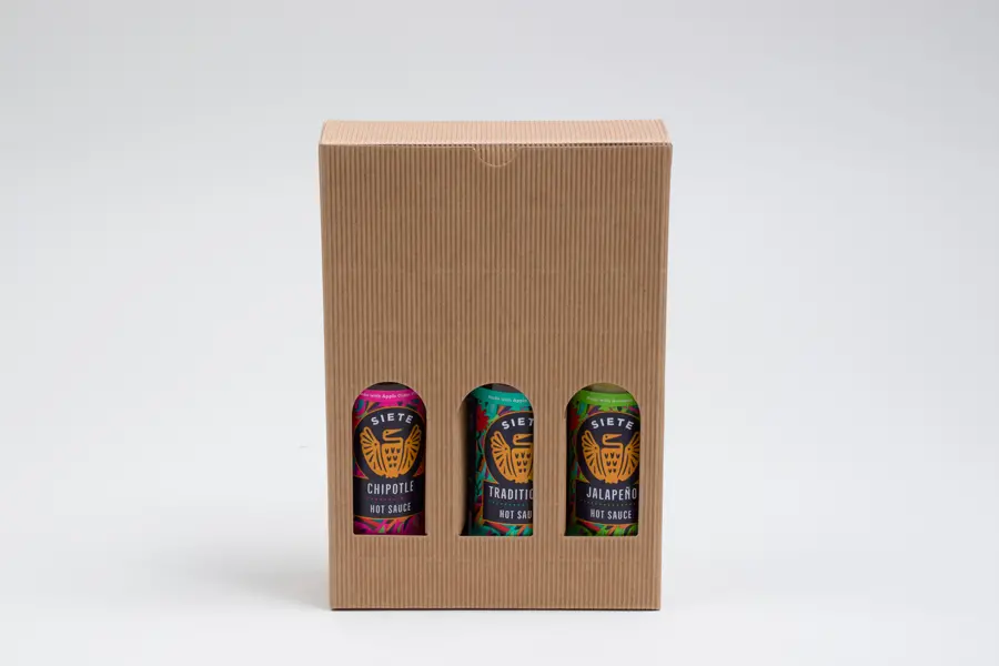 6-2/3L x 2-1/8W x 9-4/9H, Italian Textured Kraft Olive Oil & Vinegar Boxes, Ribbed Kraft
