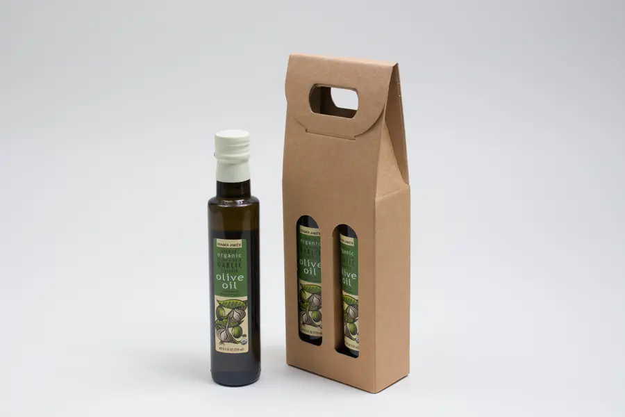2-1/4W x 4-1/4L x 12H, Italian Smooth Kraft Olive Oil & Vinegar Carriers, Smooth Kraft
