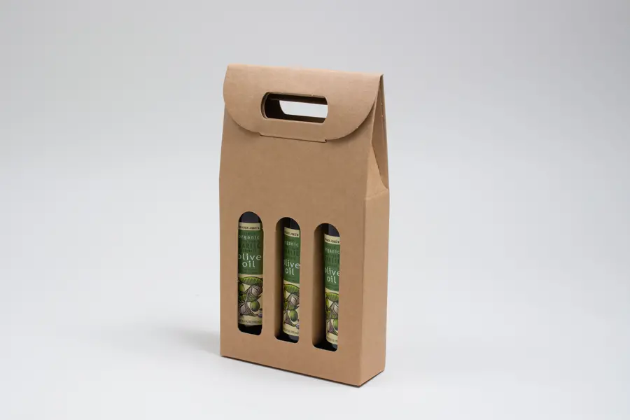 2-1/4W x 6-5/8L x 12H, Italian Smooth Kraft Olive Oil & Vinegar Carriers, Smooth Kraft