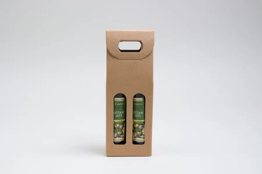 2-1/4W x 4-1/4L x 12H, Italian Smooth Kraft Olive Oil & Vinegar Carriers, Smooth Kraft