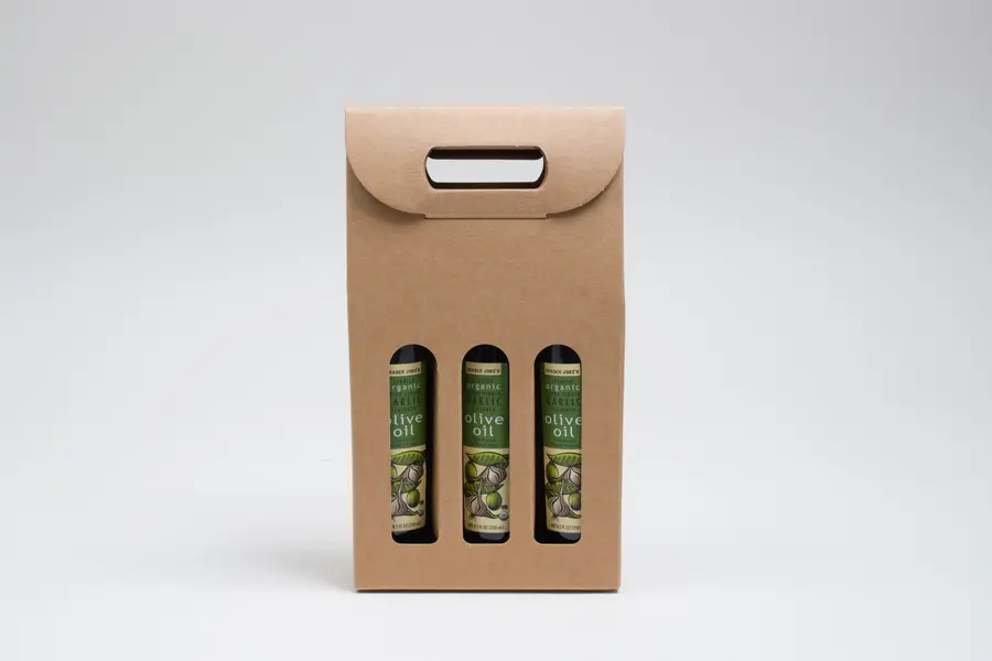 2-1/4W x 6-5/8L x 12H, Italian Smooth Kraft Olive Oil & Vinegar Carriers, Smooth Kraft