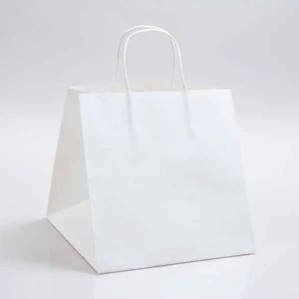 10W x 10D x 10H, White Kraft Paper Bags with Twisted Paper Handle
