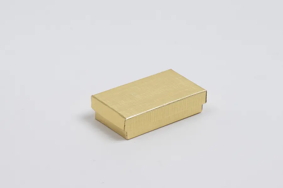 1-1/2L x 2-1/2W x 7/8H, Textured Two-Piece Jewelry Boxes, Gold Linen
