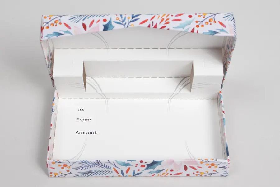 4-5/8L x 3-3/8W x 5/8H, Pop-Up Gift Card Boxes, Pretty Poinsettia