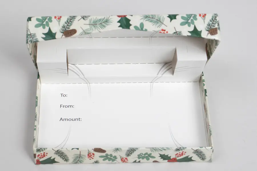4-5/8L x 3-3/8W x 5/8H, Pop-Up Gift Card Boxes, Holly Jolly