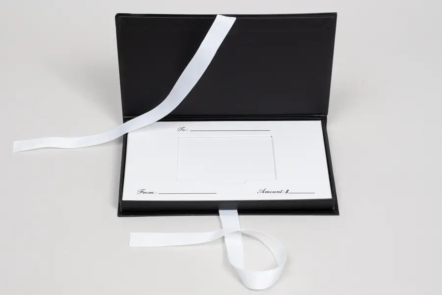 7-1/2L x 4-1/4W x 5/8H, Platform Gift Card Boxes, Black Matte