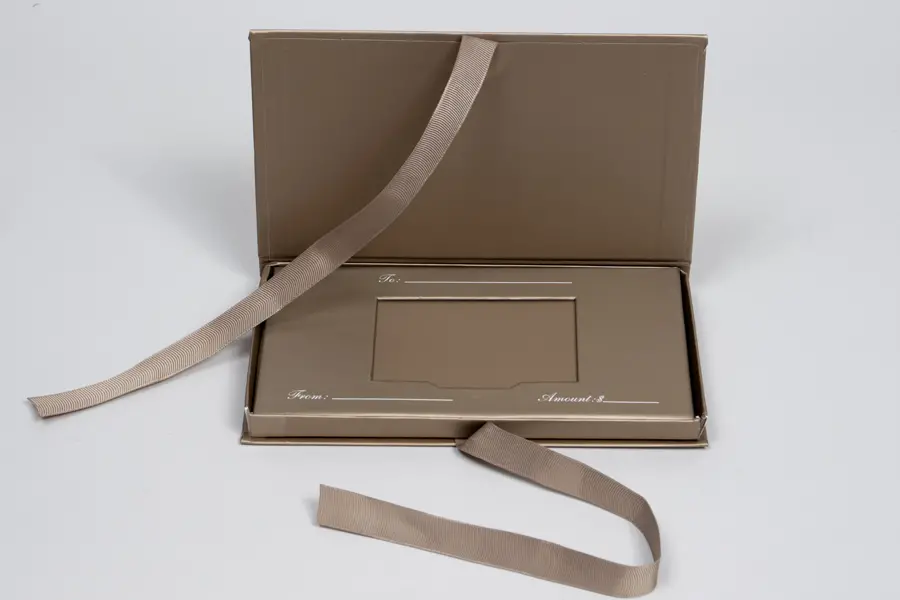 7-1/2L x 4-1/4W x 5/8H, Platform Gift Card Boxes, Matte Champagne