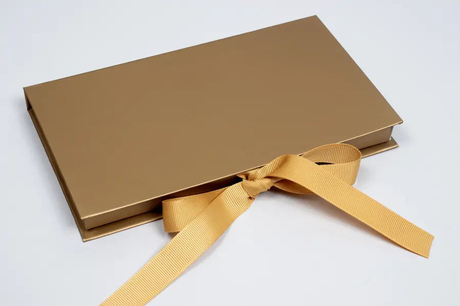 7-1/2L x 4-1/4W x 5/8H, Platform Gift Card Boxes, Matte Gold
