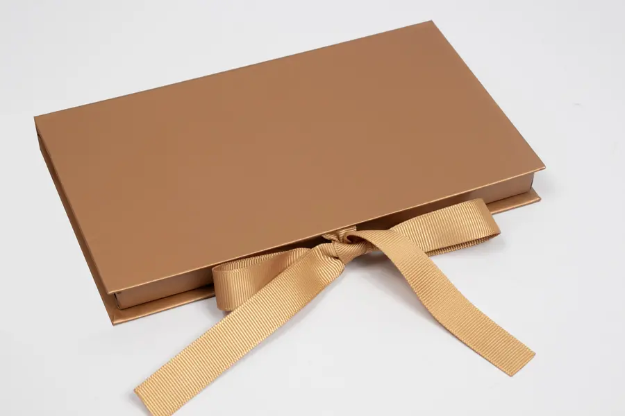 7-1/2L x 4-1/4W x 5/8H, Platform Gift Card Boxes, Matte Copper