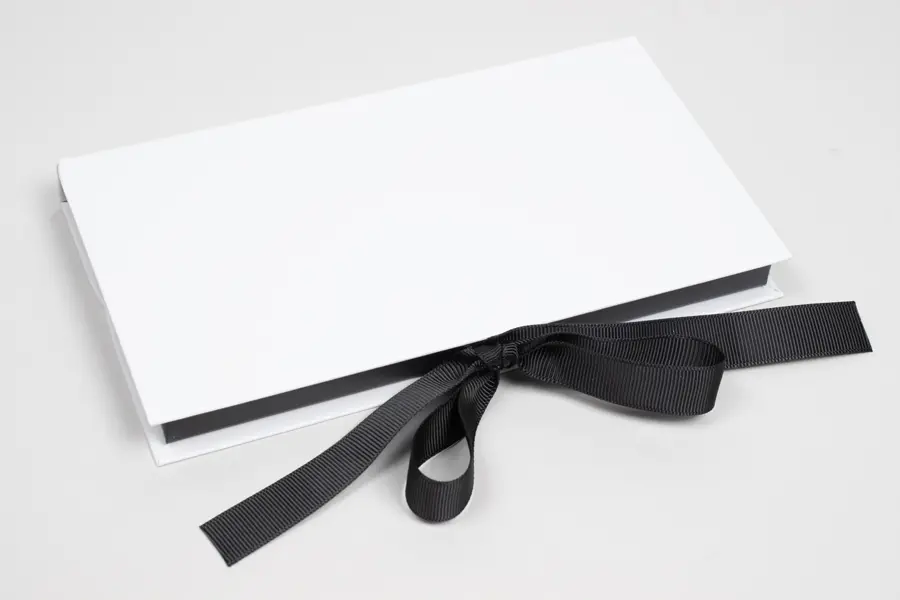 7-1/2L x 4-1/4W x 5/8H, Platform Gift Card Boxes, White/Black