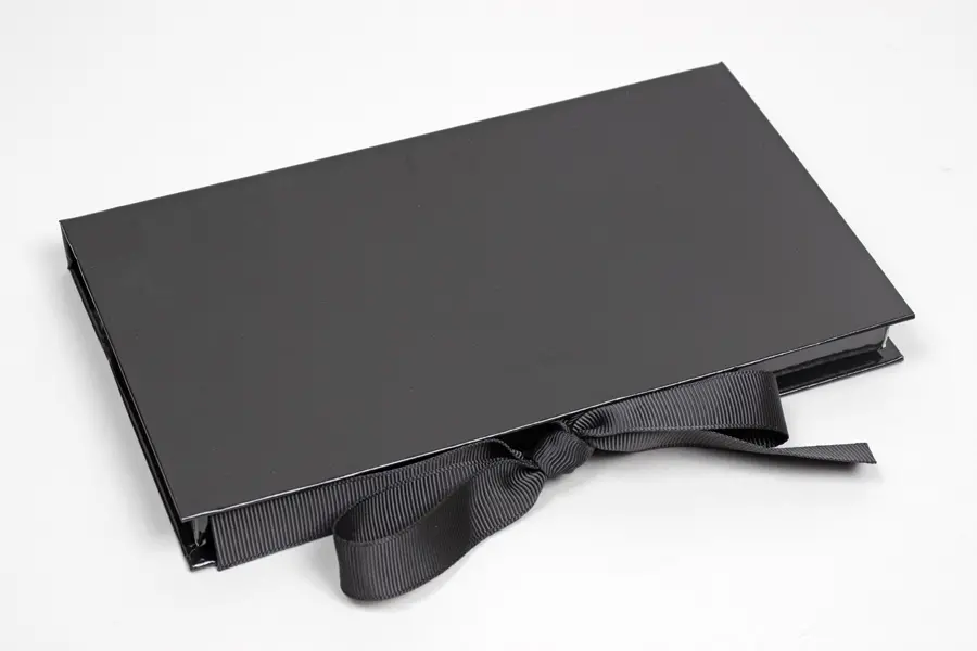 7-1/2L x 4-1/4W x 5/8H, Platform Gift Card Boxes, Black Gloss