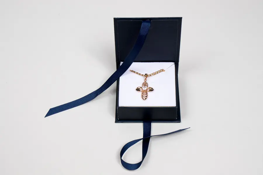2-3/4L x 2-3/4W x 1H, Deluxe Ribbon Jewelry Boxes, Matte Navy