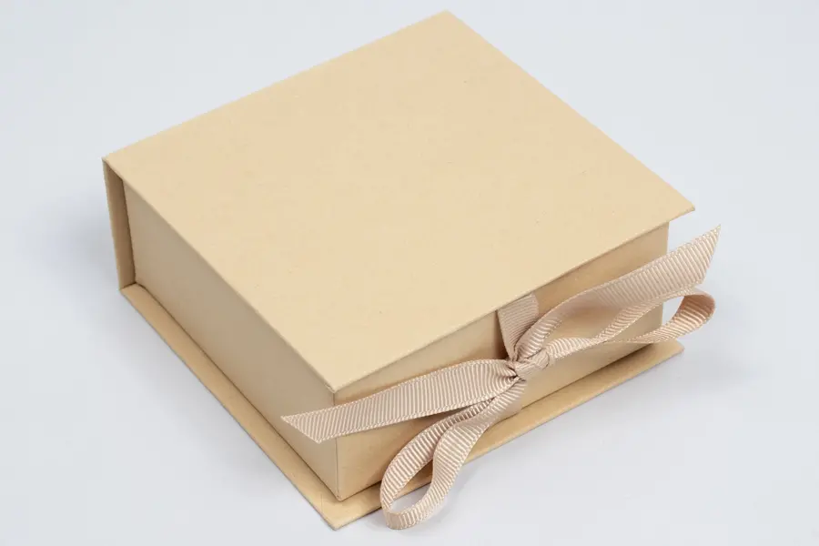 3-1/2L x 3-1/2W x 1-1/2H, Deluxe Ribbon Jewelry Boxes, Kraft