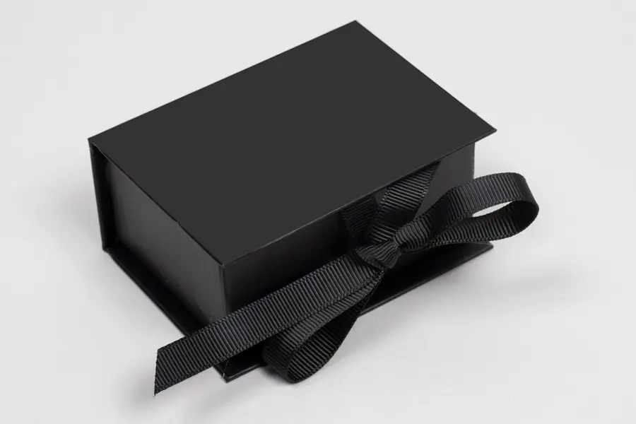 3L x 2-1/8W x 1-1/4H, Deluxe Ribbon Jewelry Boxes, Matte Black